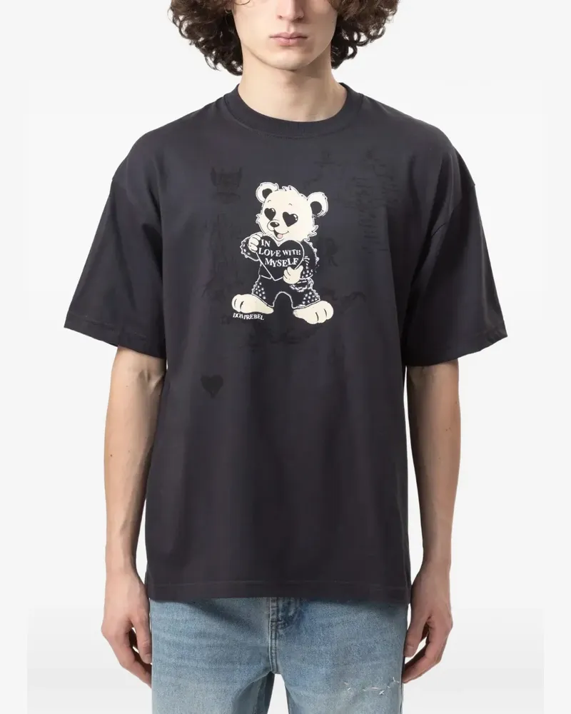 DOMREBEL Moi T-Shirt mit grafischem Print - Schwarz Schwarz