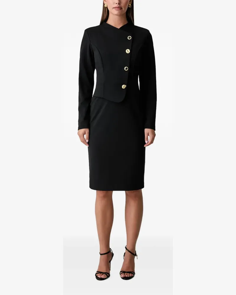 Joseph Ribkoff Midikleid mit asymmetrischer Knopfleiste - Schwarz Schwarz