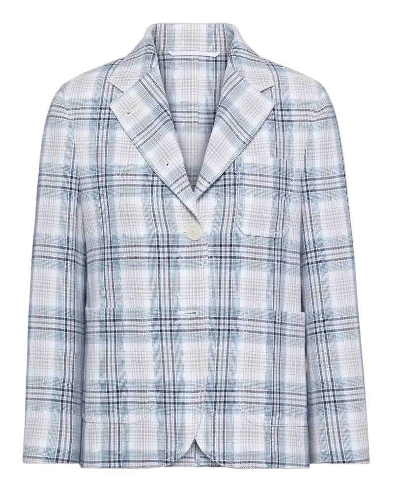 Thom Browne Karierte Windowpane Unconstructed Cropped-Jacke - Weiß Weiß