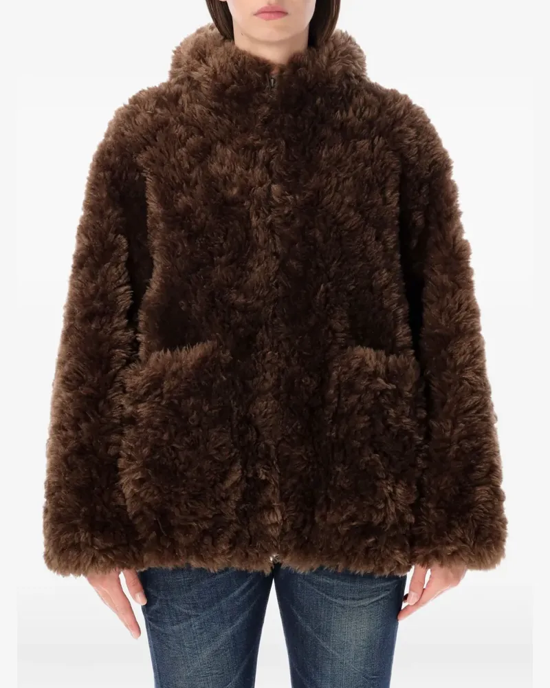 Urbancode Vegancode Kapuzenmantel aus Faux Fur - Braun Braun