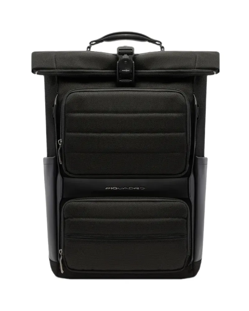 Piquadro Rucksack mit Schnallenverschluss - Schwarz Schwarz