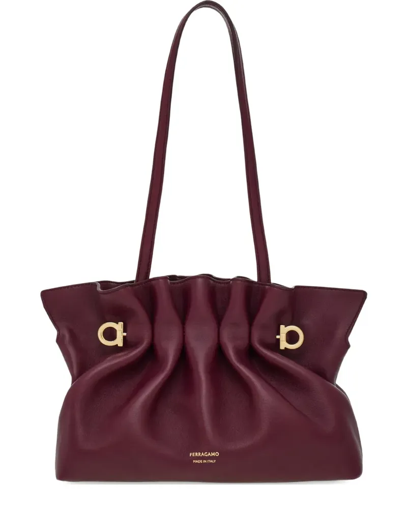 Ferragamo Kleine Gancini Schultertasche mit Raffungen - Rot Rot