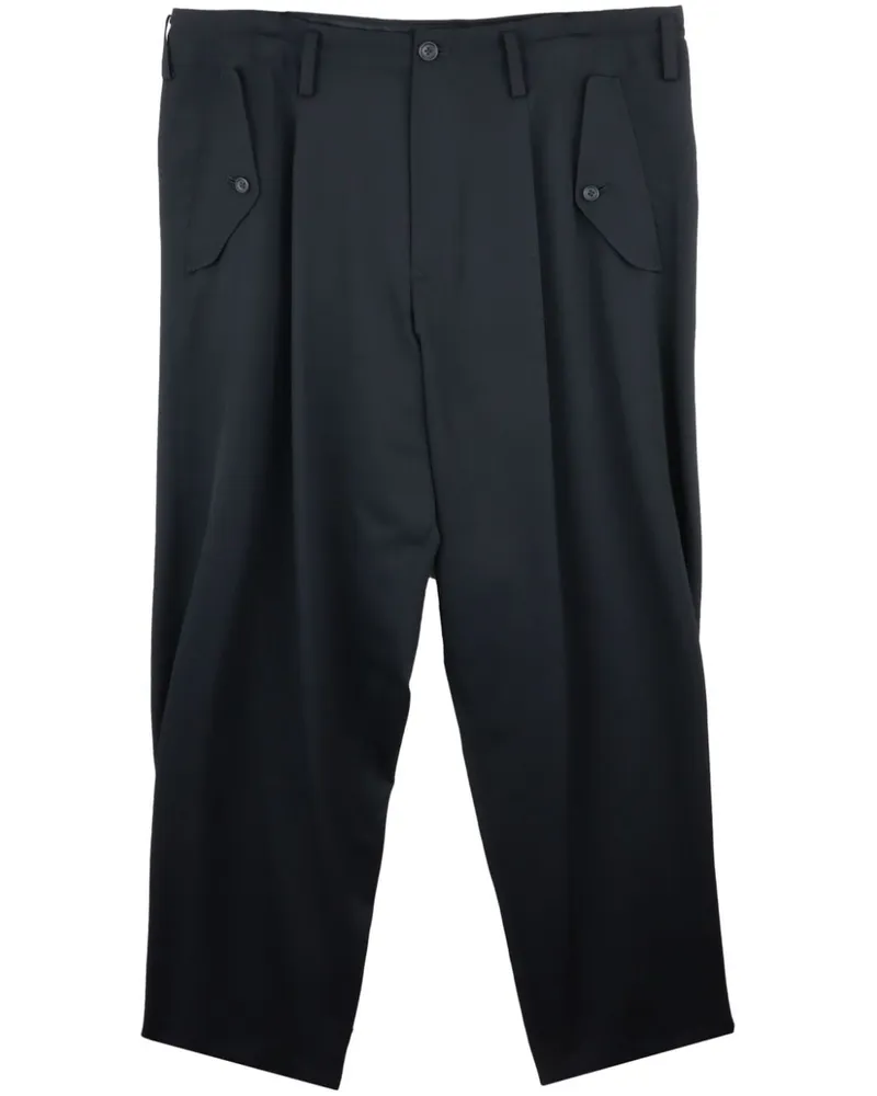 Yohji Yamamoto Gerade Hose mit Faltendetail - Schwarz Schwarz
