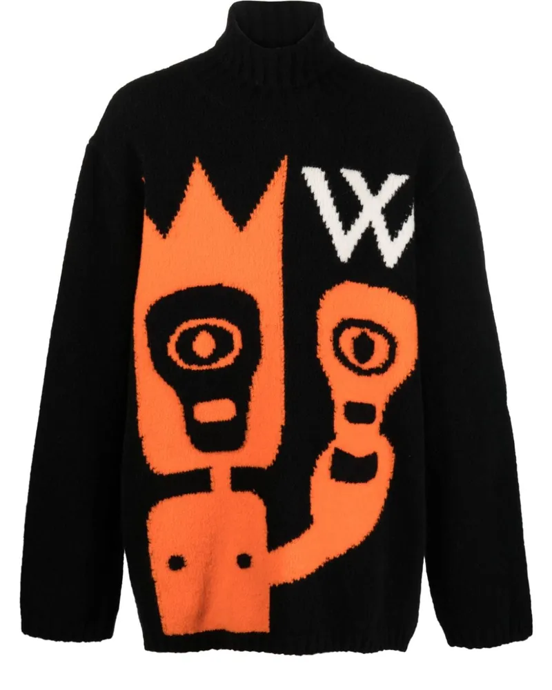 Walter van Beirendonck Intarsien-Pullover mit Totenkopf Schwarz