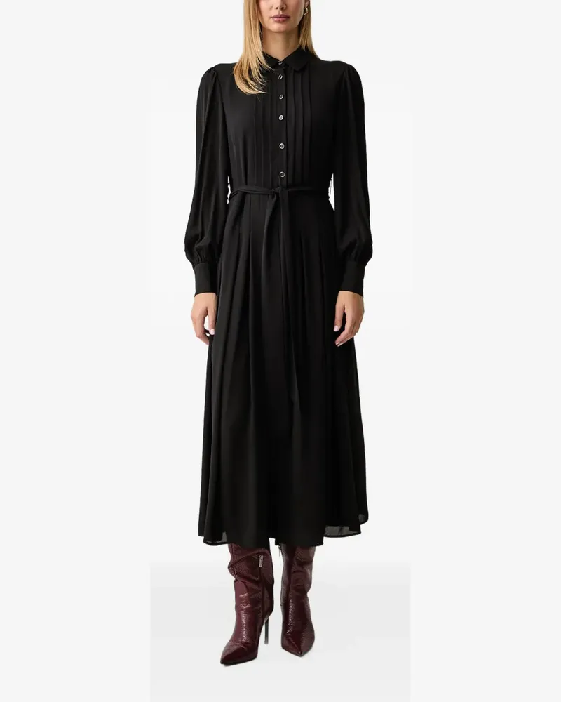 Fracomina belted pleated midi dress - Schwarz Schwarz
