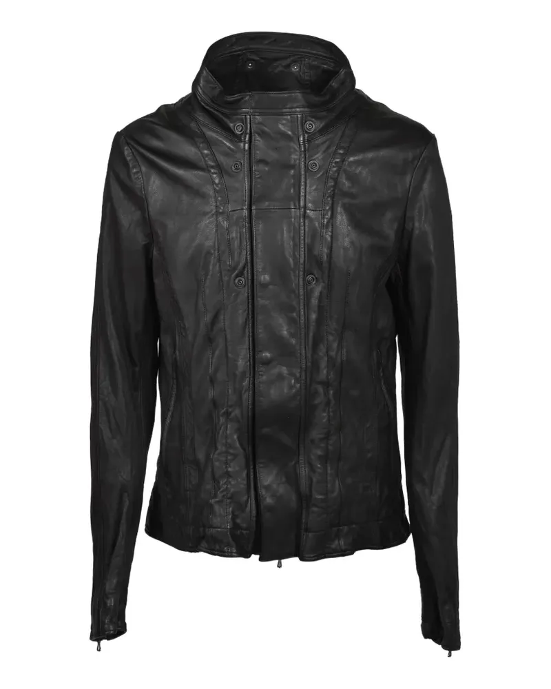 Julius Urban seam-detail washed leather jacket - Schwarz Schwarz