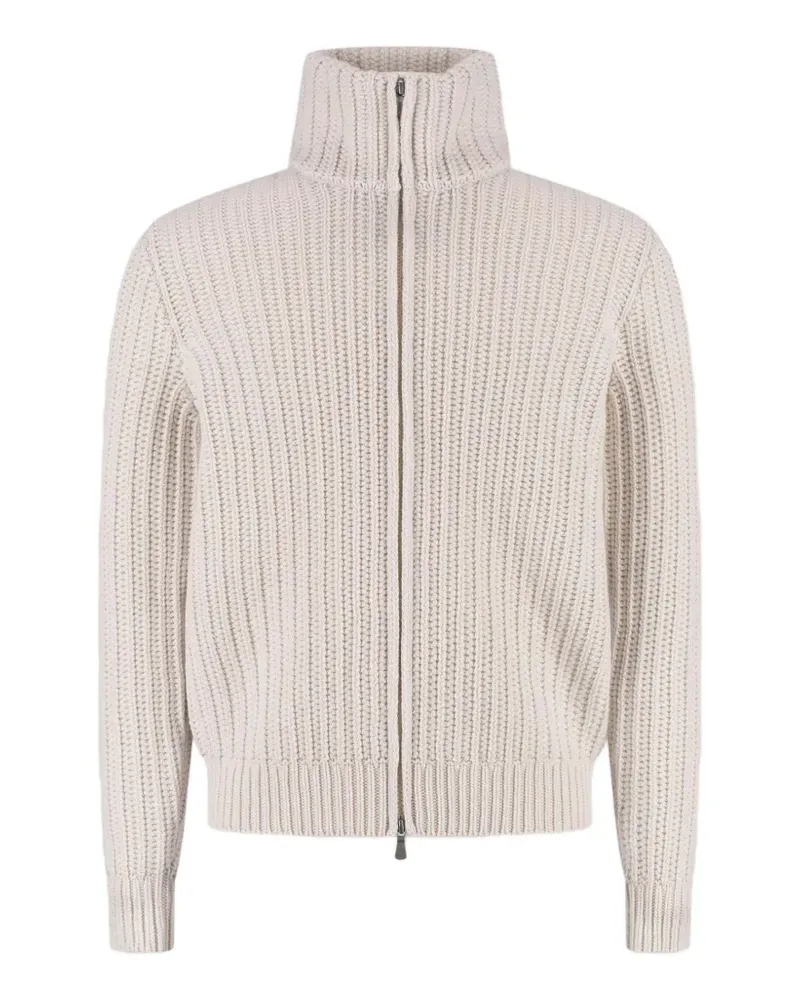 Gran Sasso Gerippter Cardigan mit Reißverschluss - Nude Nude
