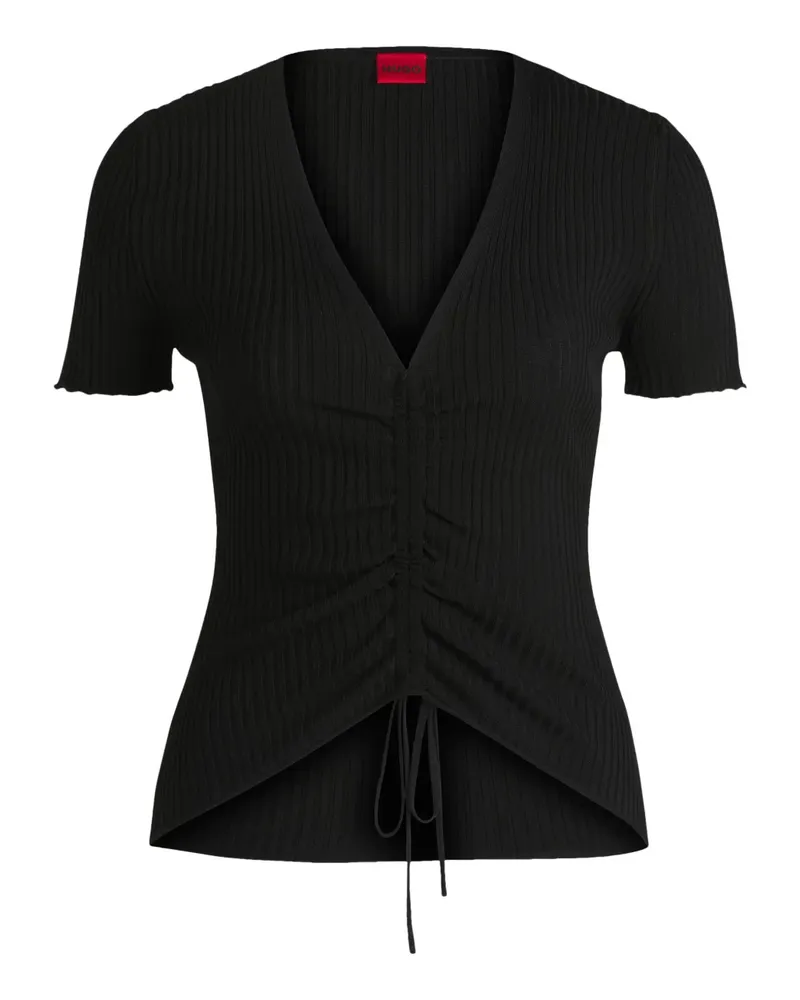 HUGO BOSS T-Shirt aus geripptem Strick - Schwarz Schwarz