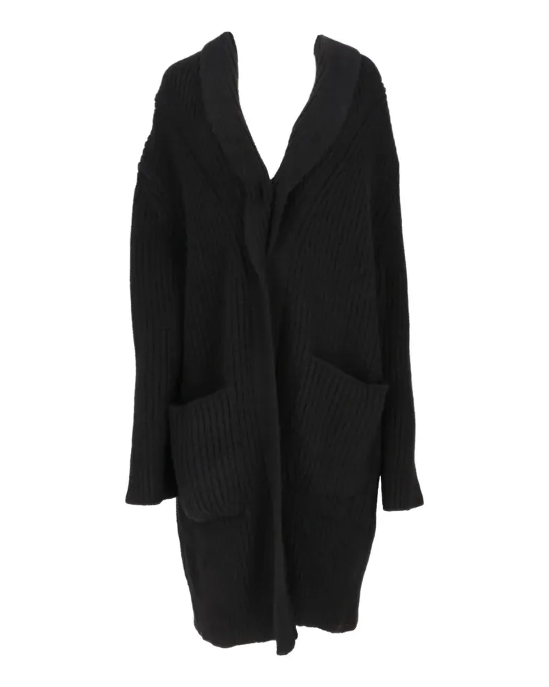 Isaia ribbed-knit shawl-lapel coat - Schwarz Schwarz