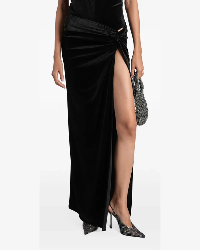 ANDAMANE knot-detail side-slit maxi skirt - Schwarz Schwarz