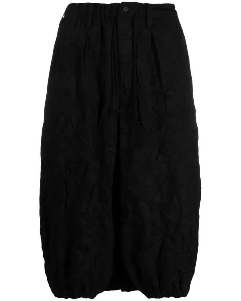 Yohji Yamamoto Baggy-Shorts mit Knitteroptik - Schwarz Schwarz