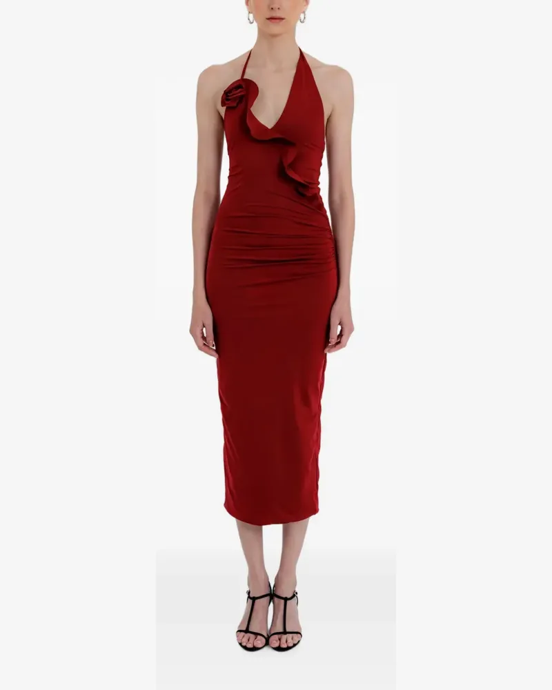 Maygel Coronel Coralina floral-detail ruffled midi dress - Rot Rot