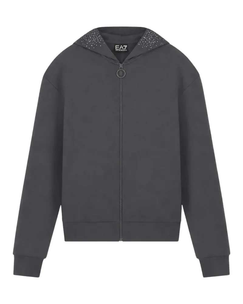 EA7 Precious Kapuzenjacke mit Kristallen - Grau Grau