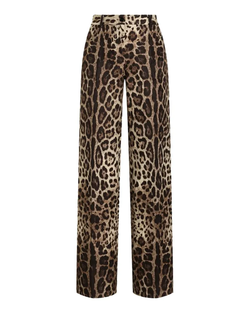 Dolce & Gabbana Hose aus Brokat mit Leo-Print - Nude Nude
