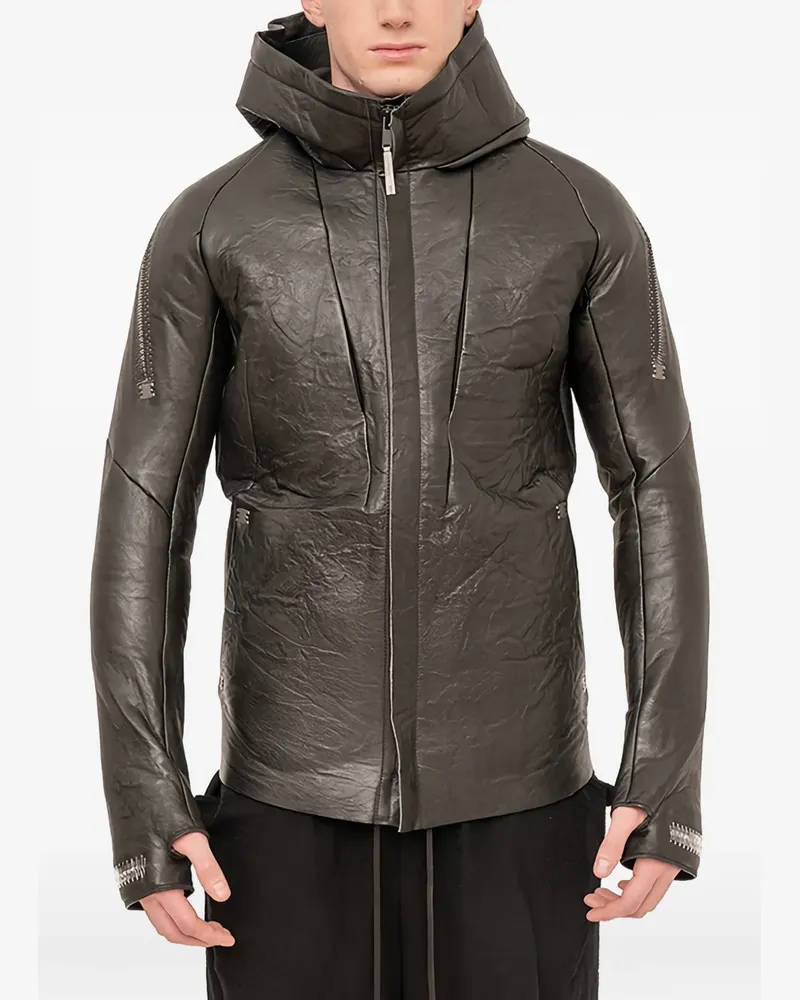 Isaac Sellam Malfeiteur hooded zip-up leather jacket - Schwarz Schwarz