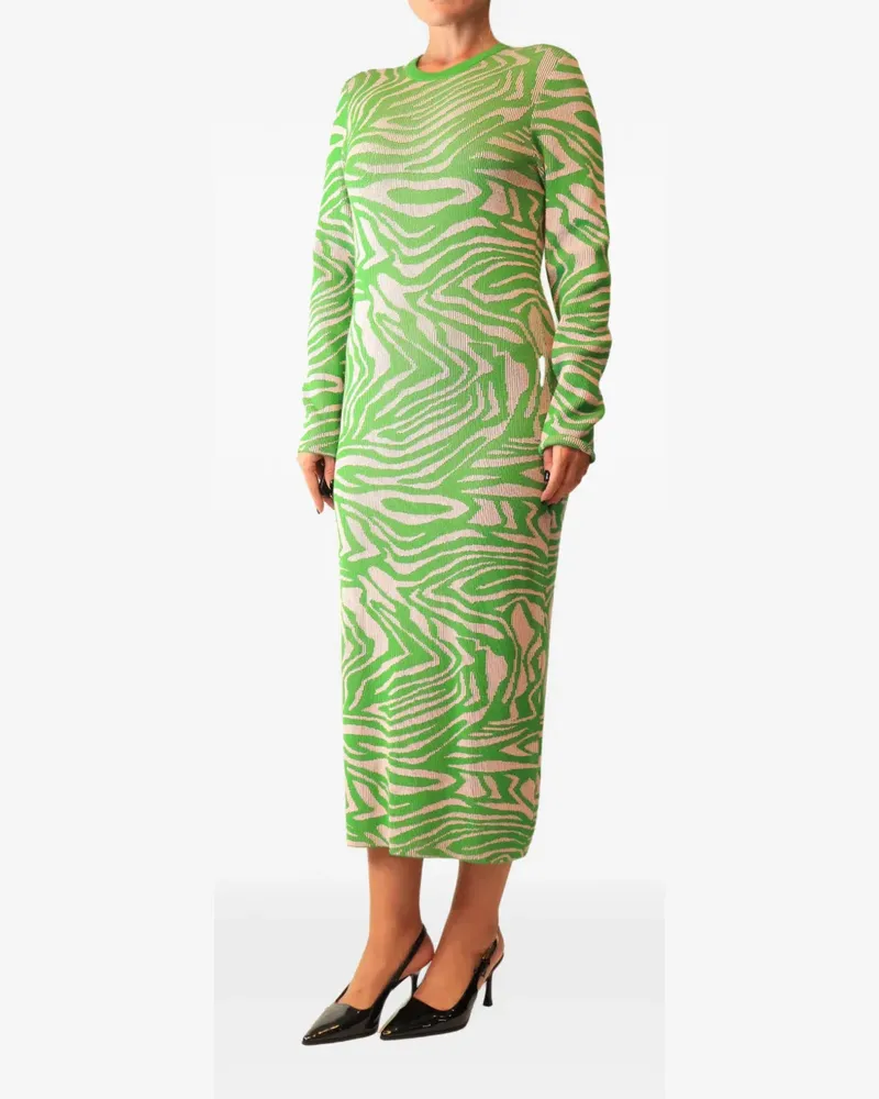 Stine Goya ribbed zebra-print maxi dress - Grün Grün