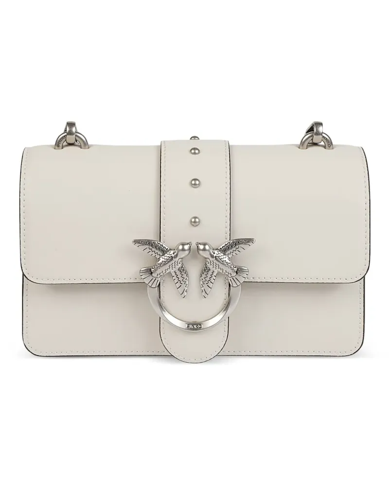 Pinko Love Bag One Bird Schultertasche mit Nieten - Weiß Weiß