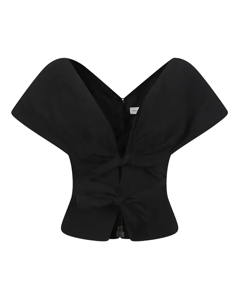 Magda Butrym knotted V-neck top - Schwarz Schwarz