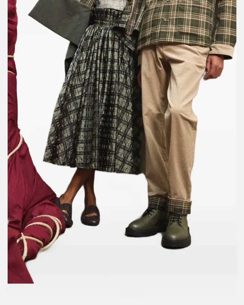Antonio Marras Karierter Midirock in Knitteroptik - Grün Grün