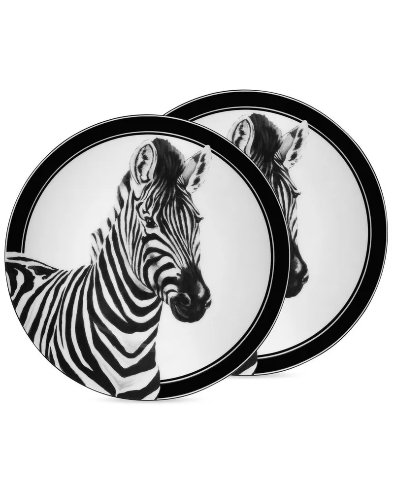 Dolce & Gabbana Set aus zwei Brottellern mit Zebra-Print - Schwarz Schwarz
