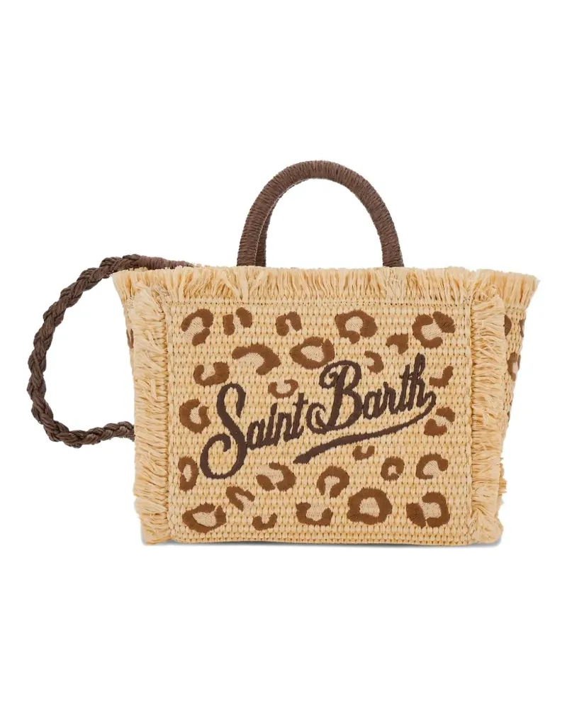 MC2 Saint Barth leopard-print fringed tote bag - Nude Nude