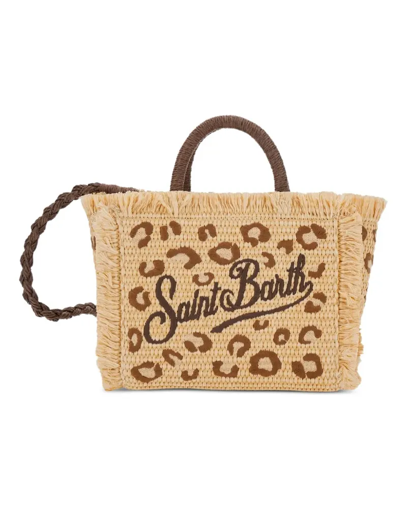 MC2 Saint Barth leopard-print fringed tote bag - Nude Nude
