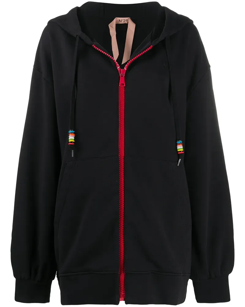 N° 21 Nude Beach' Kapuzenjacke im Oversized-Design - Schwarz Schwarz