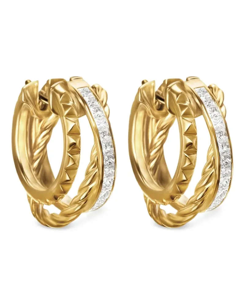 David Yurman 18kt Crossover Multi Row Gelbgoldcreolen mit Diamanten 18mm Gold