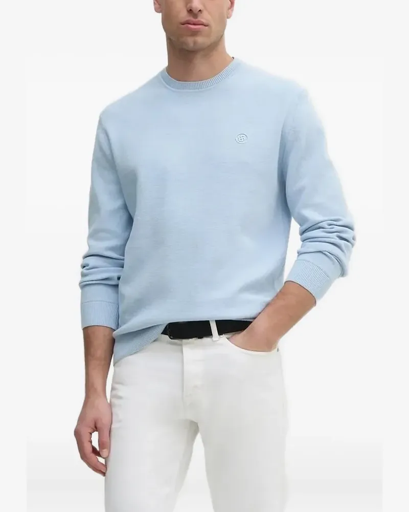 HUGO BOSS Bestickter Pullover - Blau Blau
