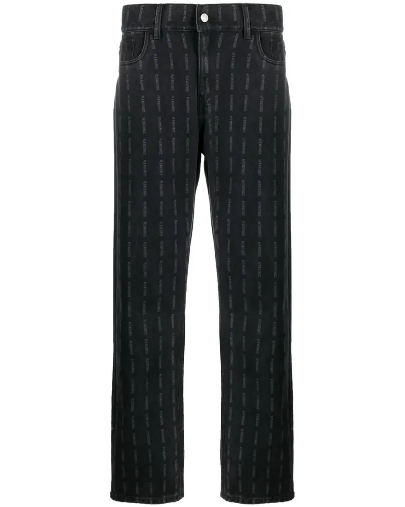 PLEASURES Straight-Leg-Jeans mit Logo-Print - Schwarz Schwarz