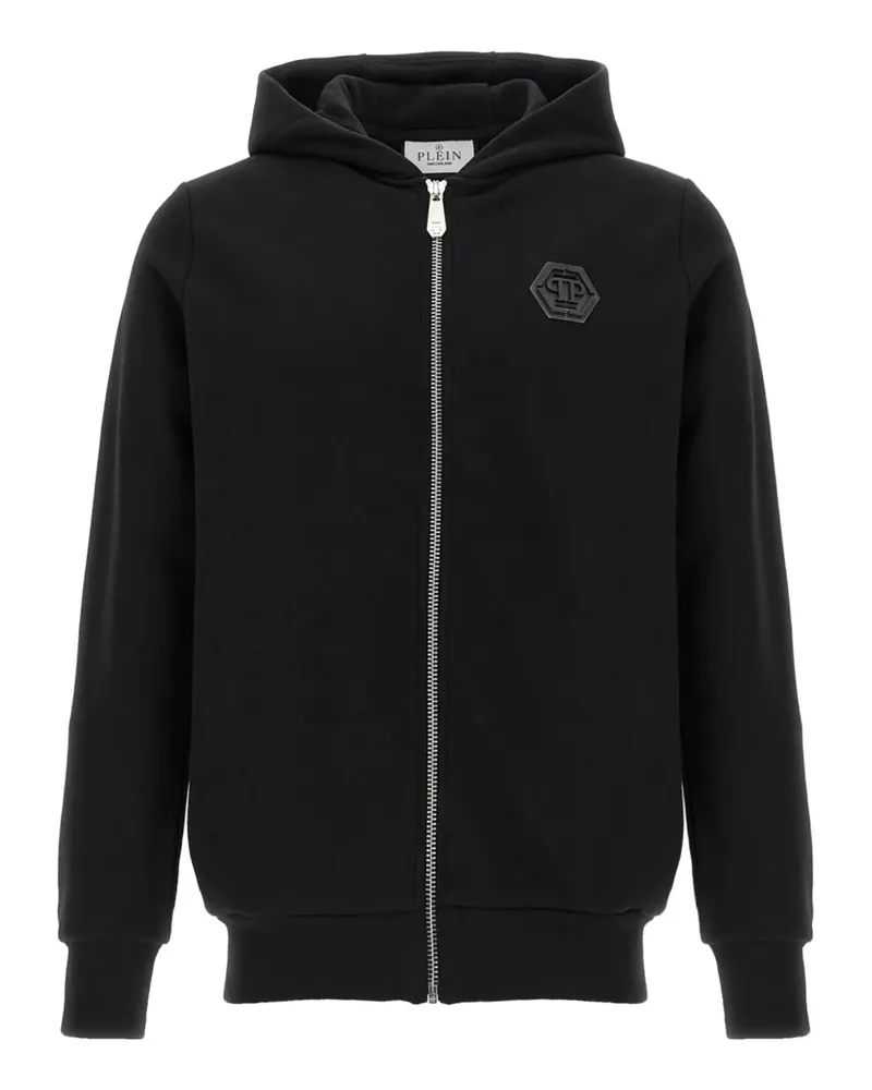 Philipp Plein Hoodie mit Logo-Patch - Schwarz Schwarz