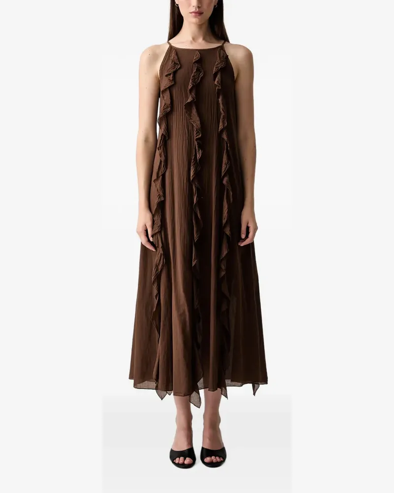 VICOLO ruffle-trim midi dress - Braun Braun