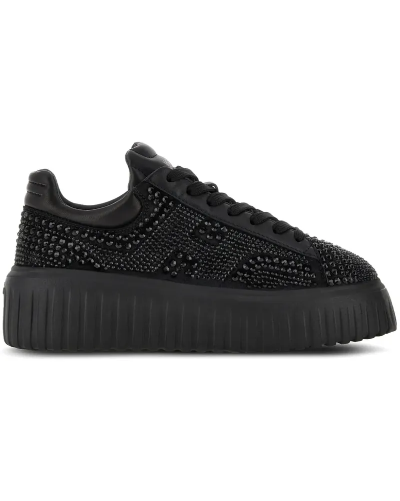 Hogan H-Stripe Sneakers mit Strass - Schwarz Schwarz