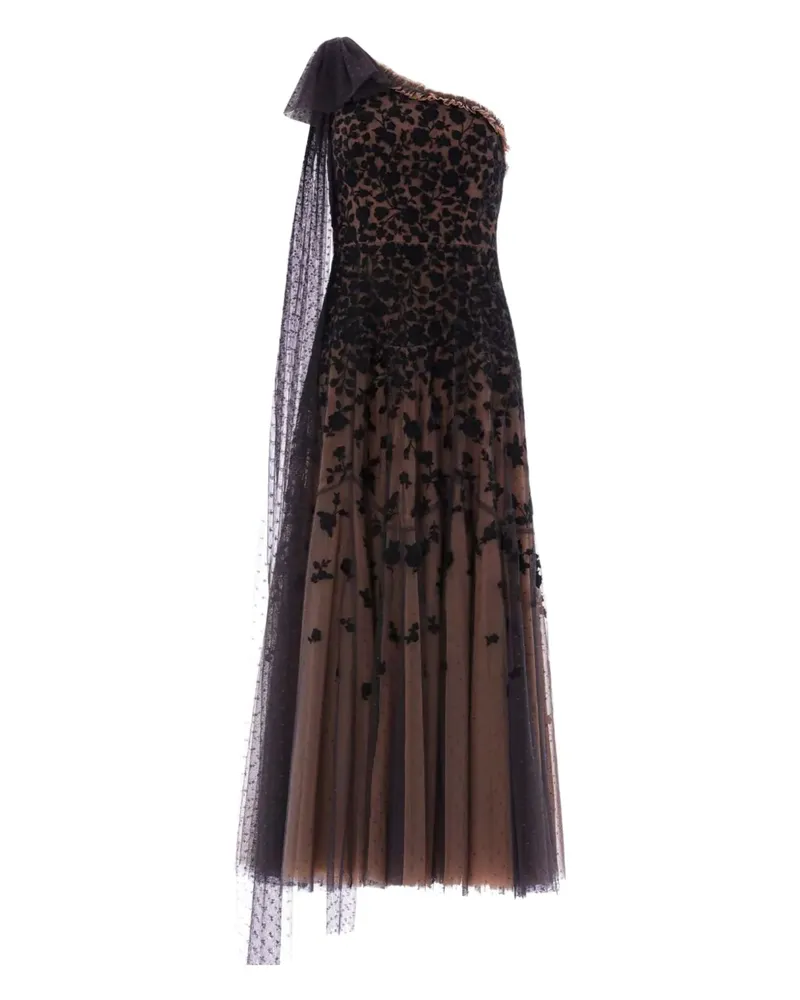 Needle & Thread Sylvia Rose one-shoulder midi dress - Nude Nude