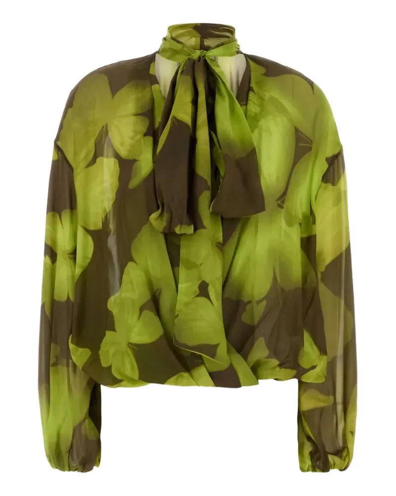 Blumarine print tie-neck blouse - Braun Braun