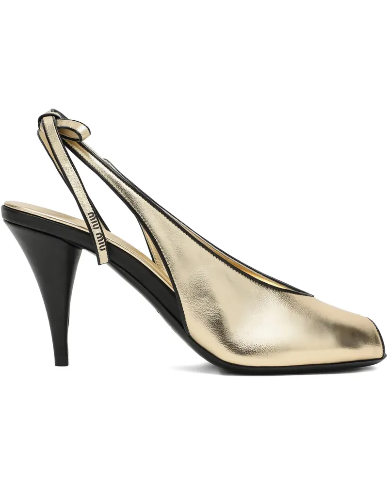 Miu Miu Slingback-Pumps mit Peeptoe 85mm - Gold Gold
