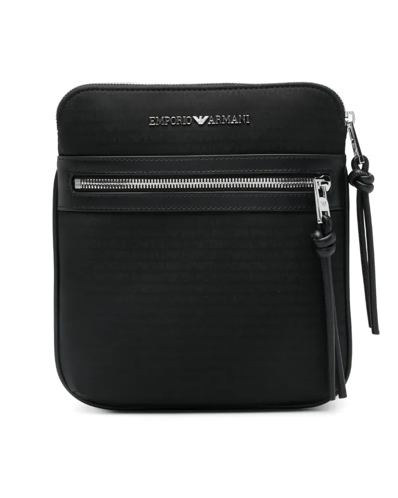 Emporio Armani logo-lettering messenger bag - Schwarz Schwarz