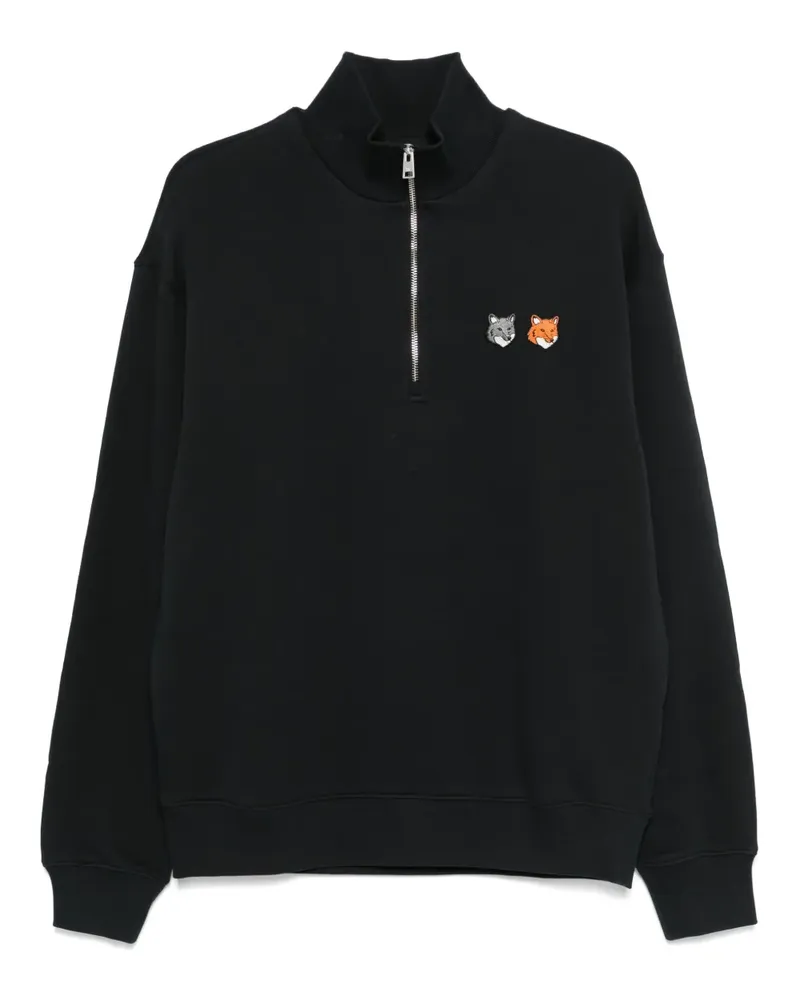 Kitsuné Fox Head Sweatshirt mit kurzem Reißverschluss - Grau Grau