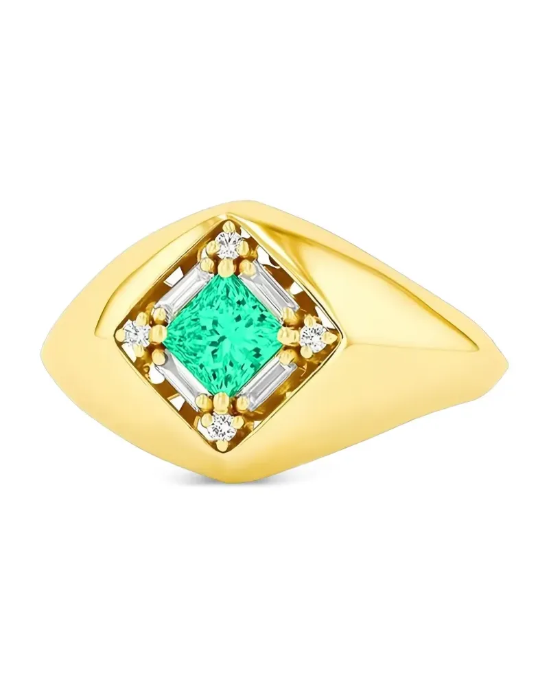 Suzanne Kalan 18kt Gelbgold-Siegelring mit Smaragden und Diamanten Gold