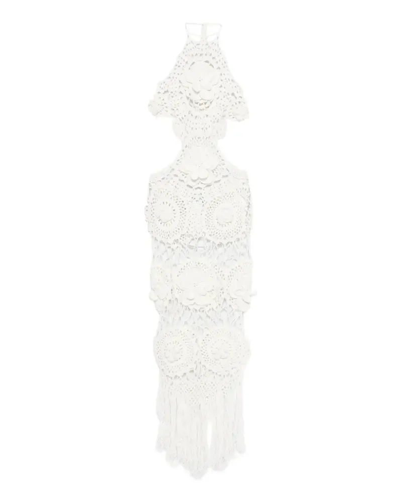 Giuseppe di Morabito floral-appliqué crochet-knit maxi dress - Weiß Weiß