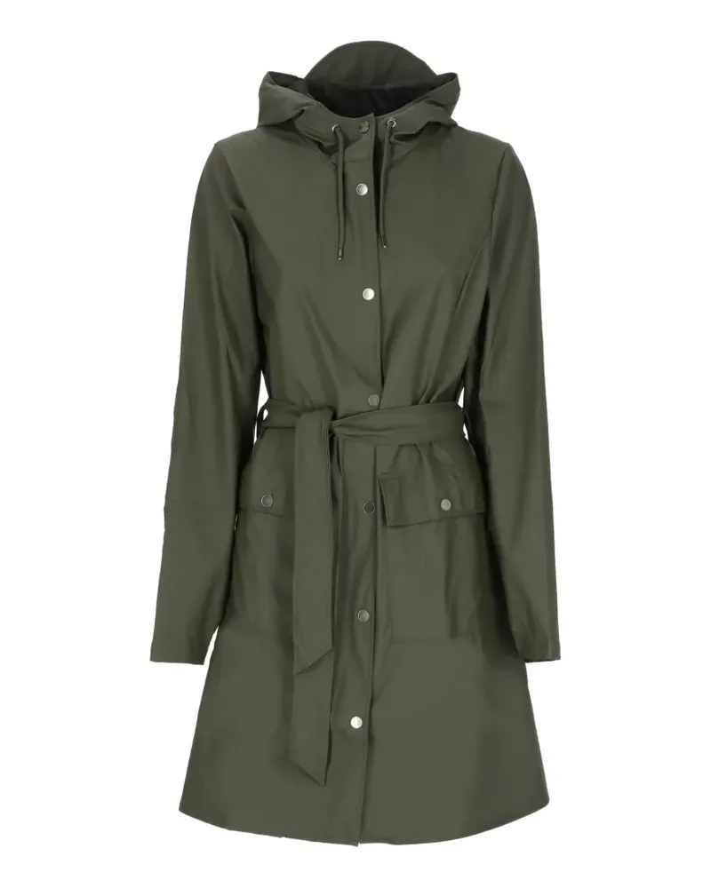 RAINS Curve hooded belted coat - Grün Grün