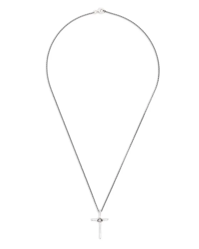 Rosa Maria Eliot Halskette aus Sterlingsilber mit Kreuzanhänger mit Diamant Silber