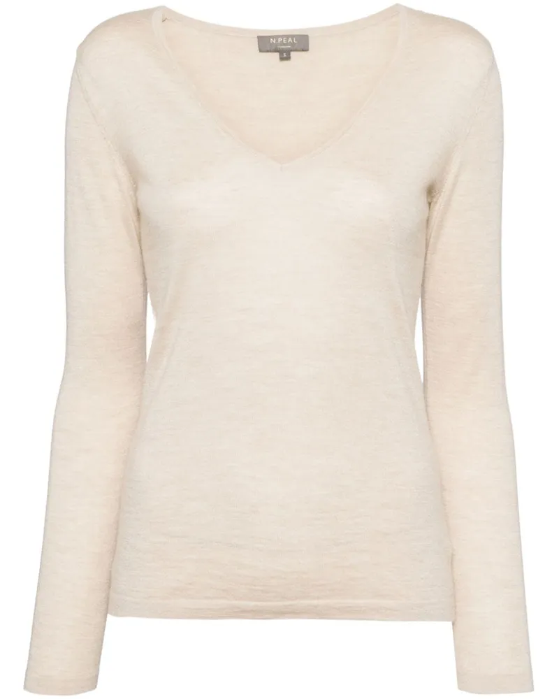 N.Peal Pullover mit V-Ausschnitt - Nude Nude