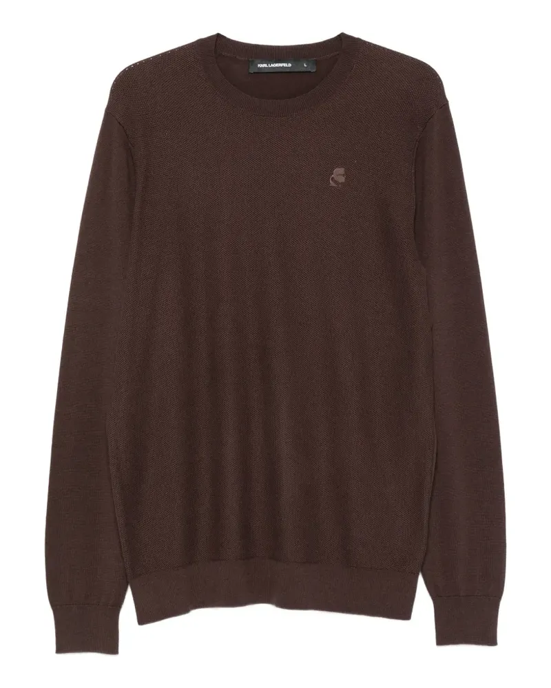 Karl Lagerfeld logo-embroidered waffle-knit sweater - Braun Braun