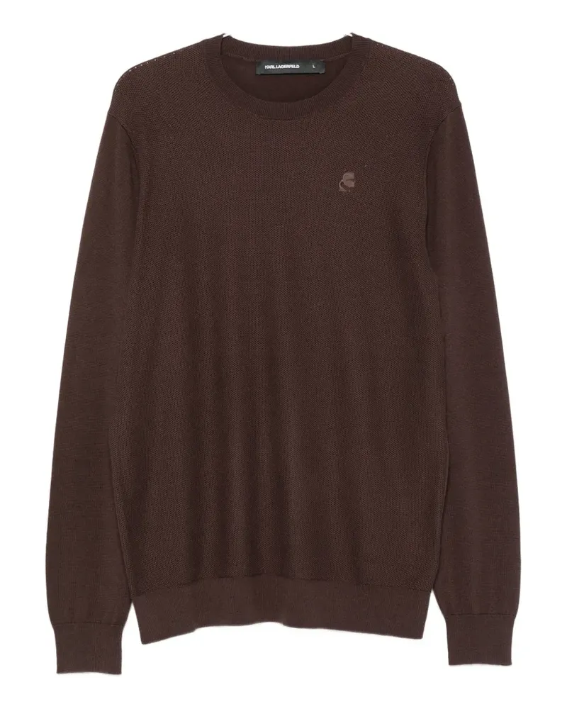 Karl Lagerfeld logo-embroidered waffle-knit sweater - Braun Braun