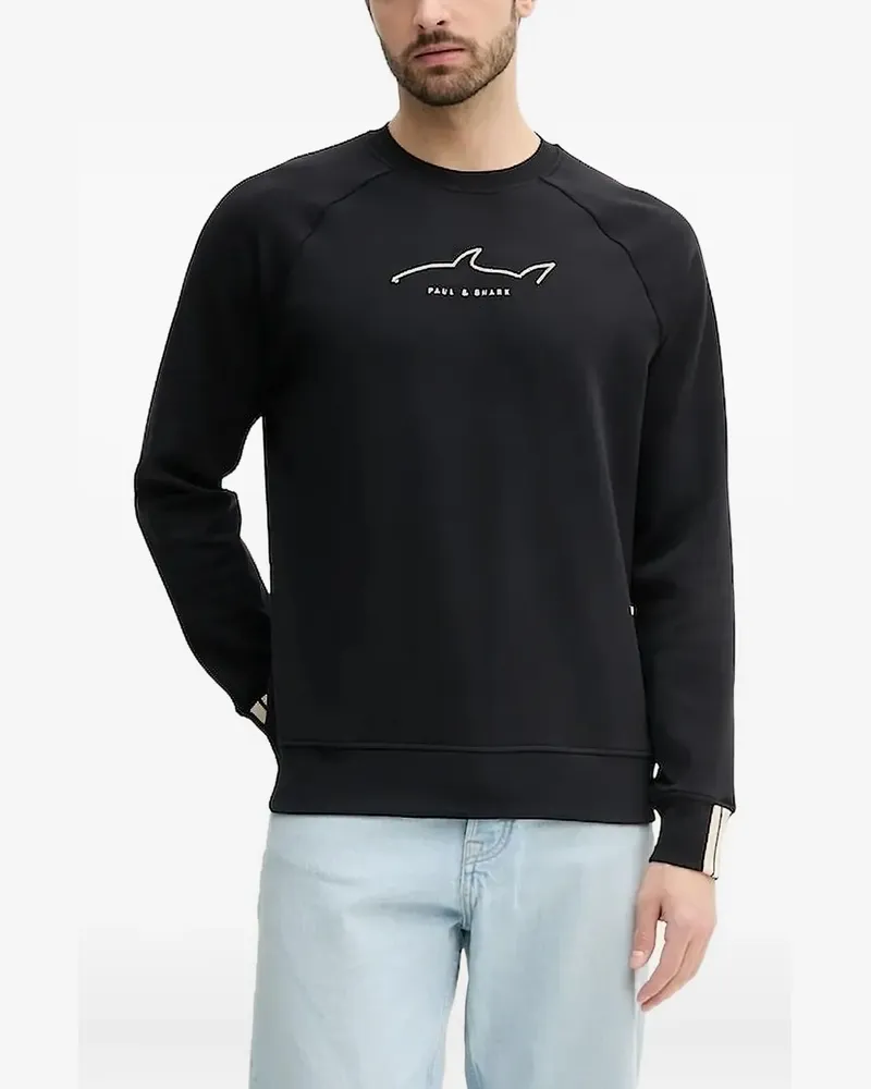 Paul & Shark Sweatshirt mit Hai-Logo - Schwarz Schwarz