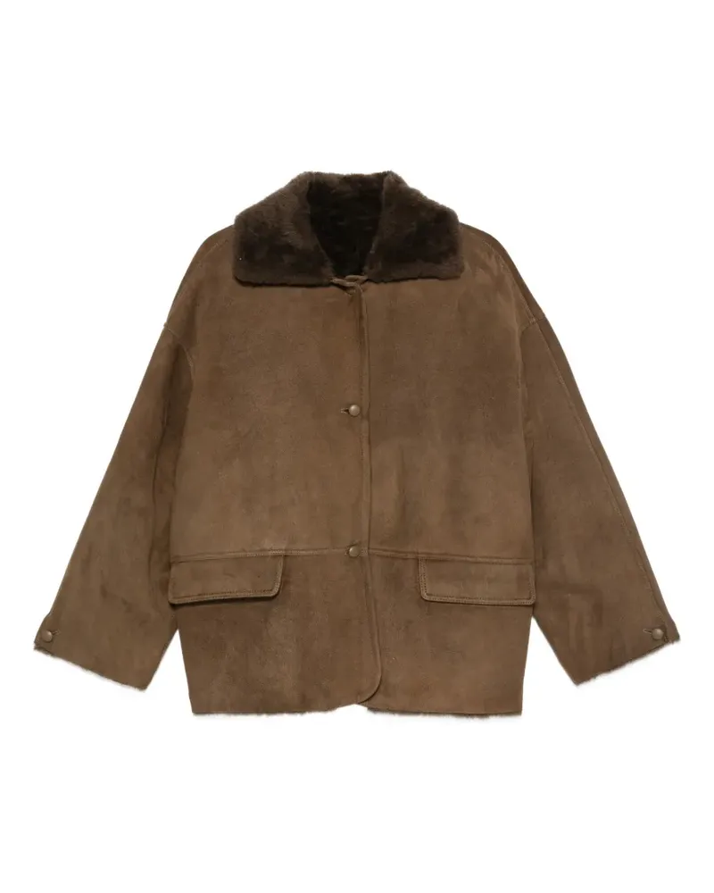 Liska shearling-collar button-fastening jacket - Braun Braun