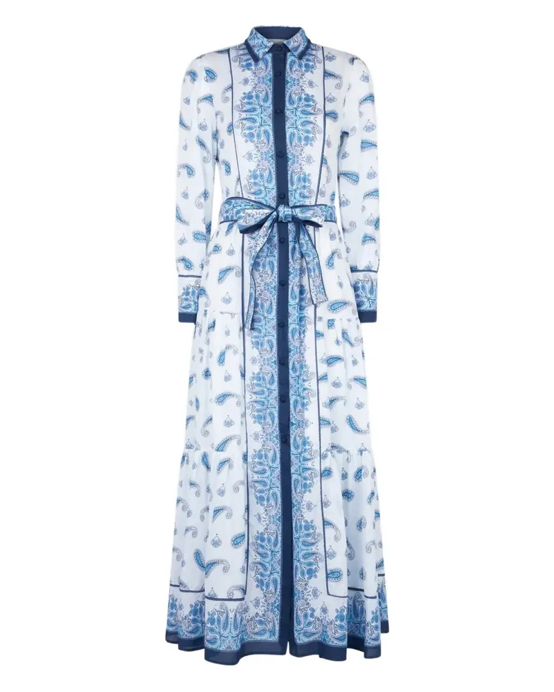 MC2 Saint Barth Paisley-Kleid mit Gürtel - Weiß Weiß