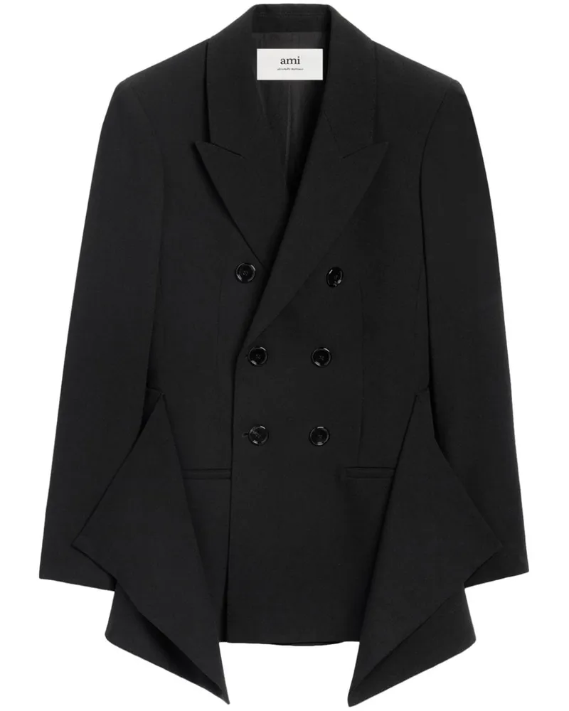 AMI Paris Drapierter Schurwollblazer - Schwarz Schwarz