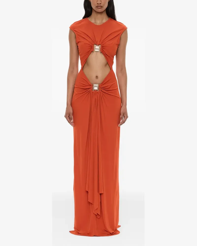 Christopher Esber Bezel Quartz cut-out long dress - Orange Orange